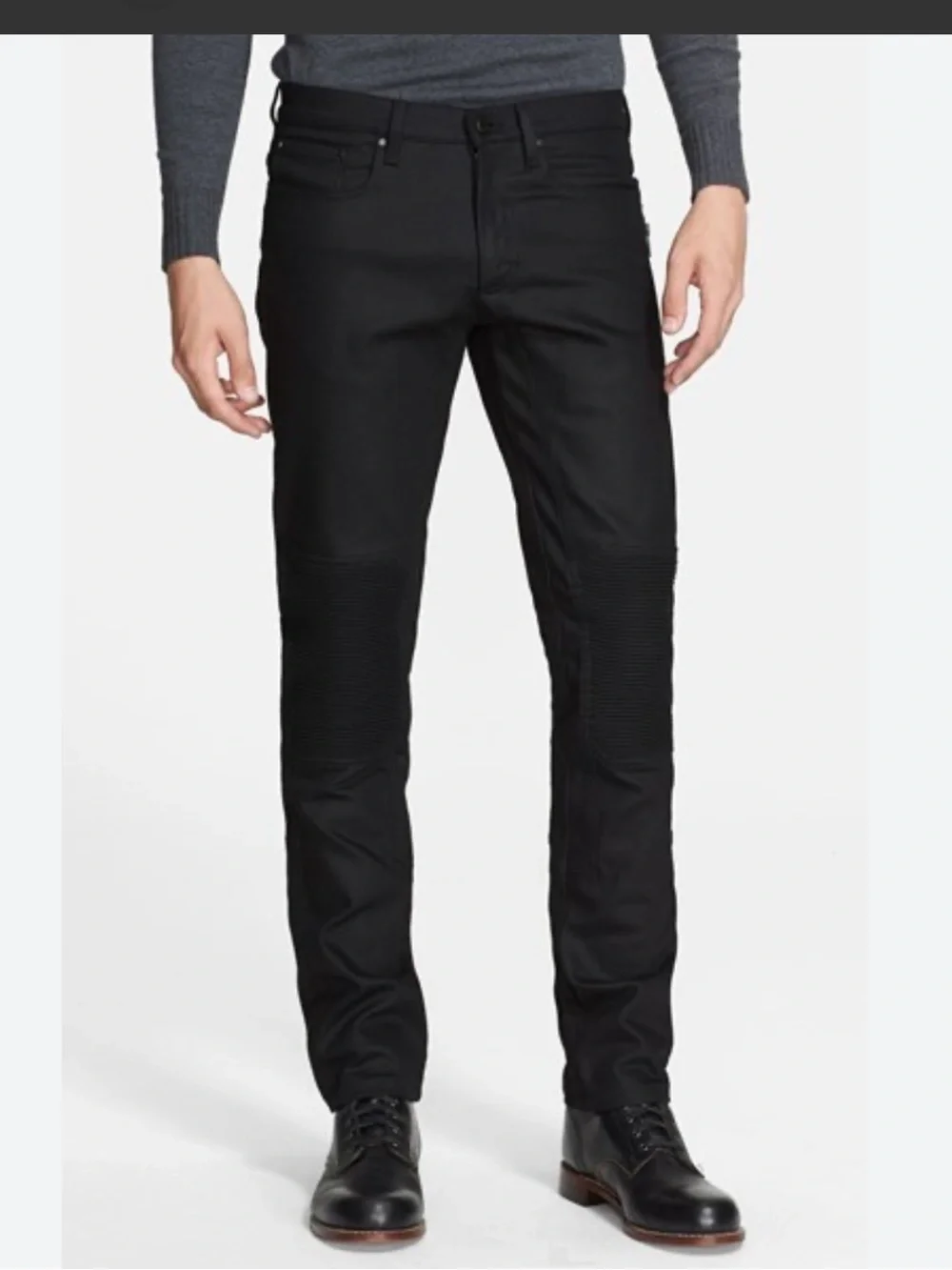 Belstaff Blackrod Men’s Coated Moto Biker Jeans Black Size 30x33